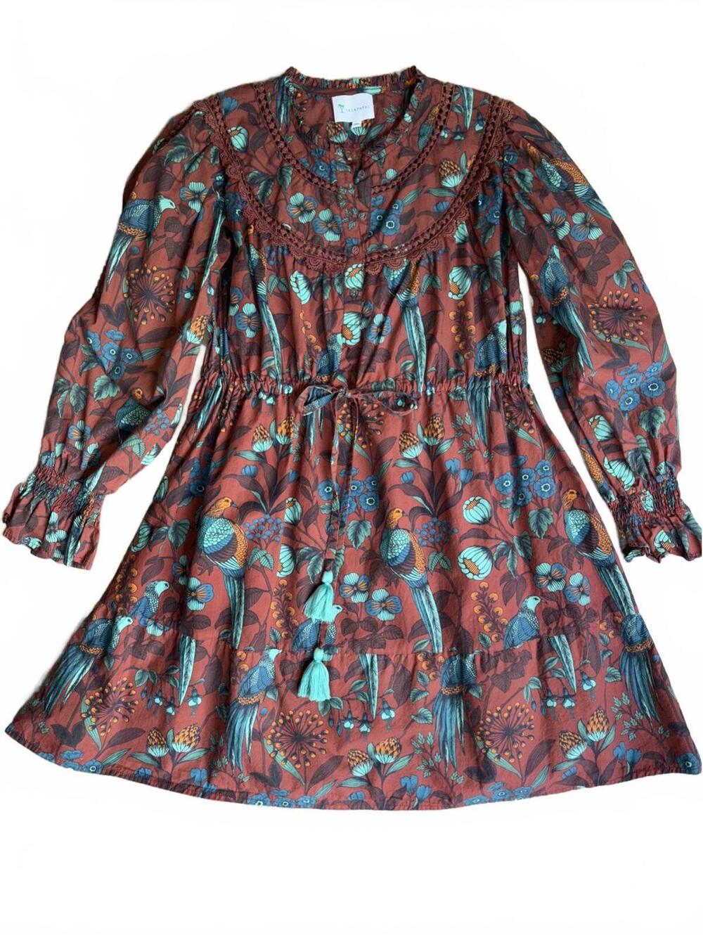 Islapayal York Dress in Rust Size XS Long Sleeve Cotton
